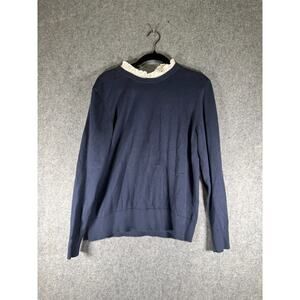 Brooks Brother Top‎ Women Large Blue Ruffle Hems Preppy Academia Professional